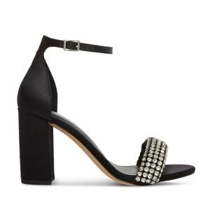 MADDEN GIRL Beella Embellished Satin Block Heel Sandals